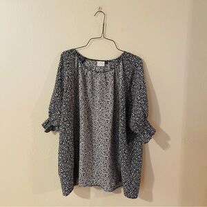 Black and White Floral Blouse